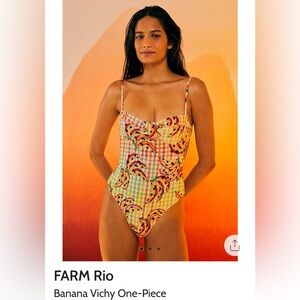 Farm Rio Banana Vichy One Piece Swimsuit